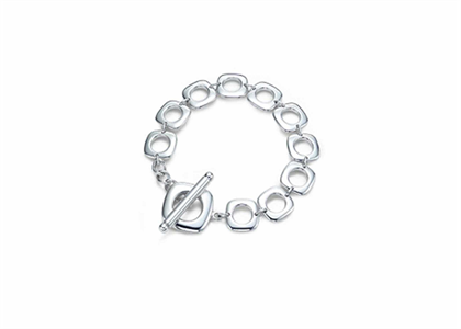 Silver Plated Mens Toggle Bracelet